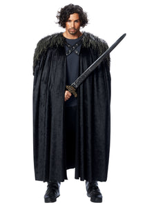 Medieval Fur Trimmed Black Cape