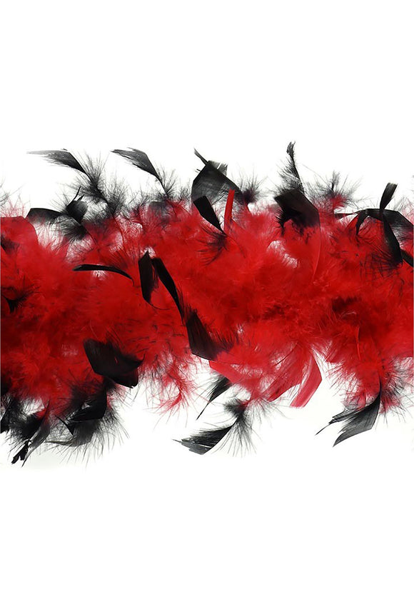 Women's Medium Weight Boa Red with Black Tips