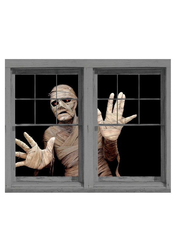 Double Window Cling Menacing Mummy