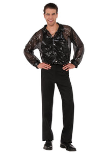 Black Sequin Disco Men's  Shirt