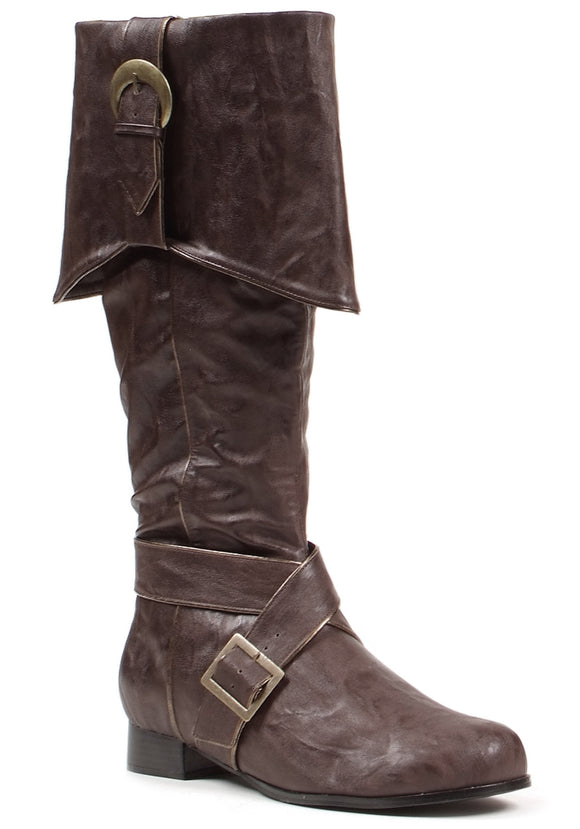 Mens Brown Buckle Pirate Boots