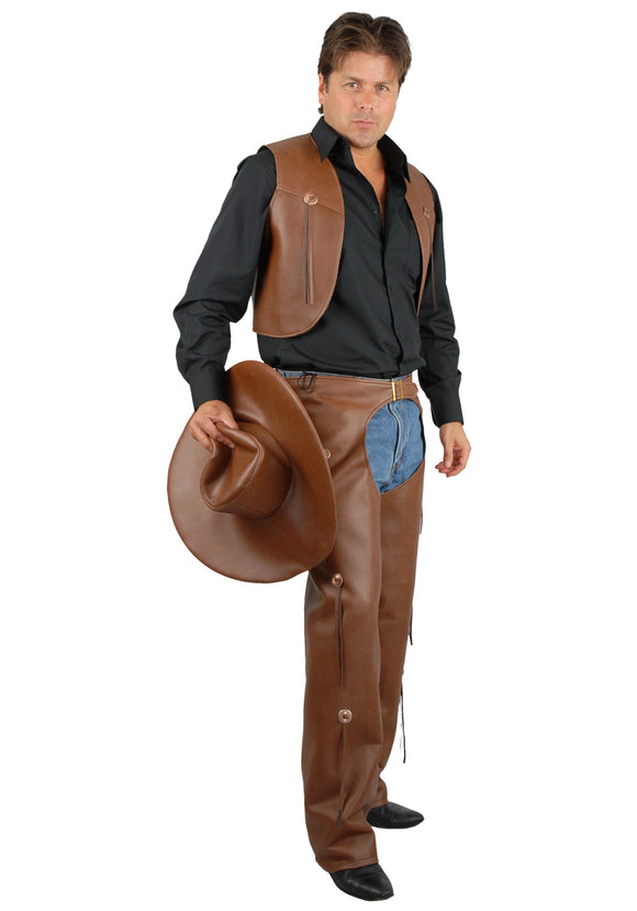 Men's Brown Costume Chaps and Vest