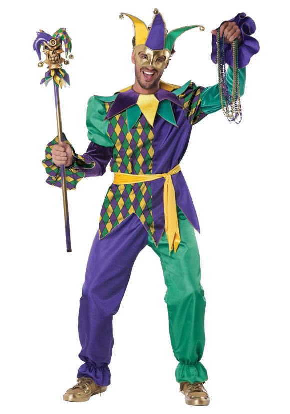 Men's Deluxe Mardi Gras Jester Costume