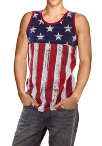 Men's Distressed USA Flag Tank Tee