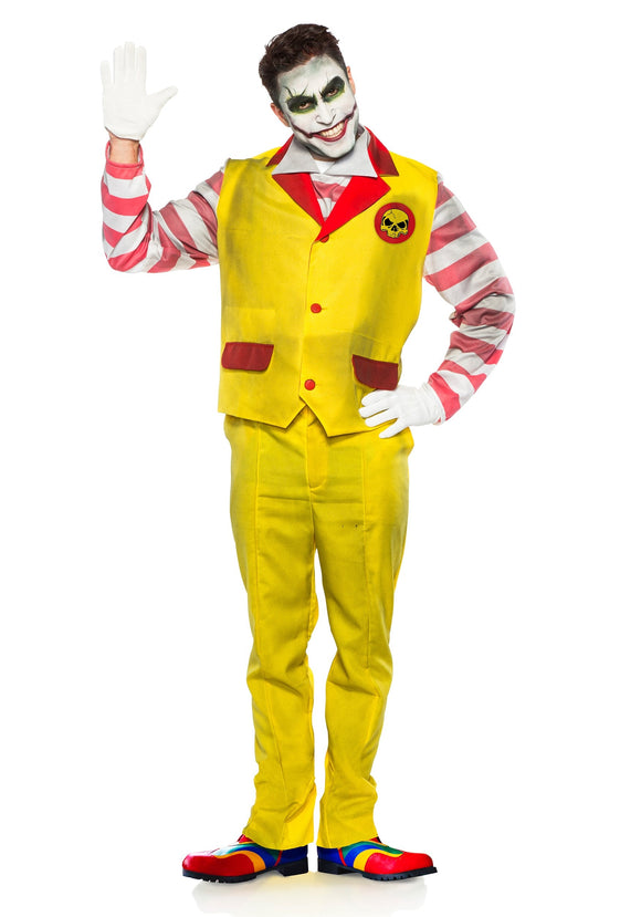 Mens Evil Fast Food Clown Costume