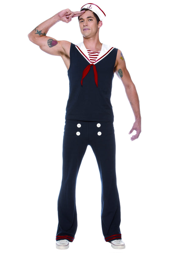 Men's Plus Size Deckhand Sailor Costume 2X