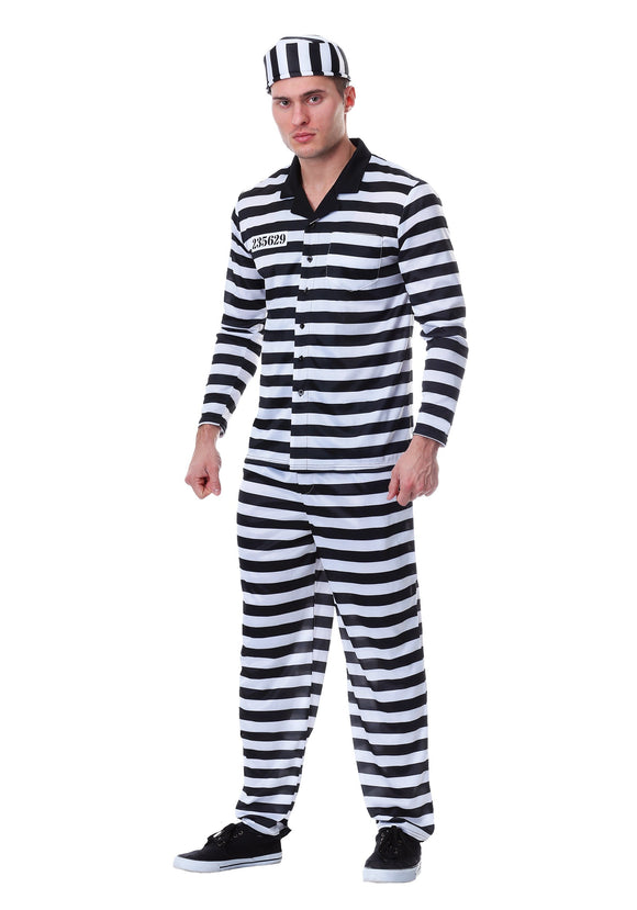 Deluxe Button Down Jailbird Costume for Plus Size Men
