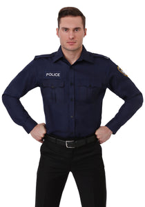 Plus Size Men's Long Sleeve Police Shirt
