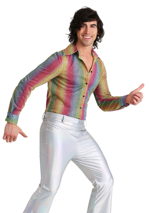 Rainbow Sparkle Men's Disco Shirt