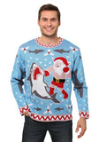 Men's Santa vs Shark Ugly Christmas Costume Sweater