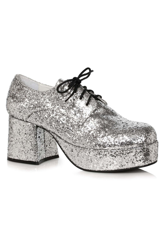 Silver Men's Glitter Platform Shoes