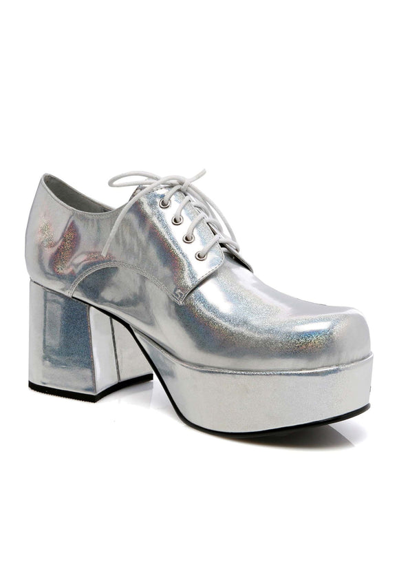 Silver Hologram Men's  Pimp Shoes