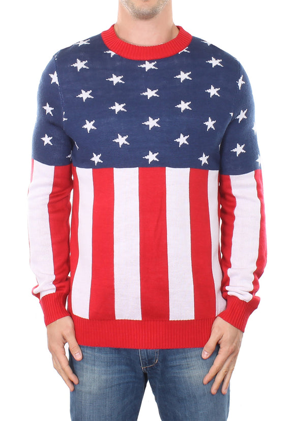 Tipsy Elves Mens American Flag Holdiay Sweater