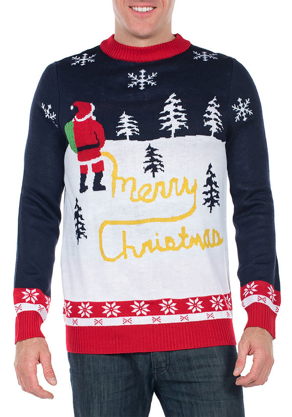 The Tipsy Elves Mens Yellow Snow Ugly Christmas Sweater
