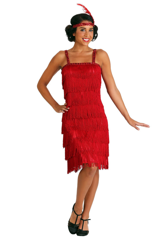 Miss Millie Red Fringe Flapper Costume