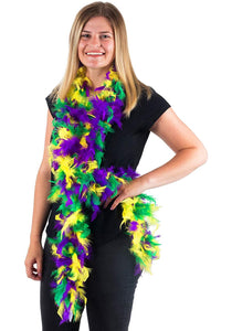 Mixed Colors Mardi-Gras 50 Gram 6 Ft Feather Boa