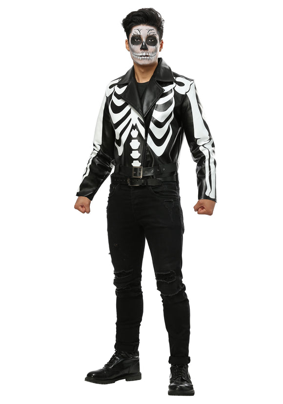 Moto Jacket Skeleton Costume for Men