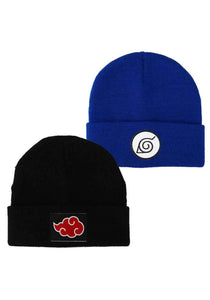 Naruto Hidden Leaf Village & Akatsuki Combo Cuff Set of 2 Beanies