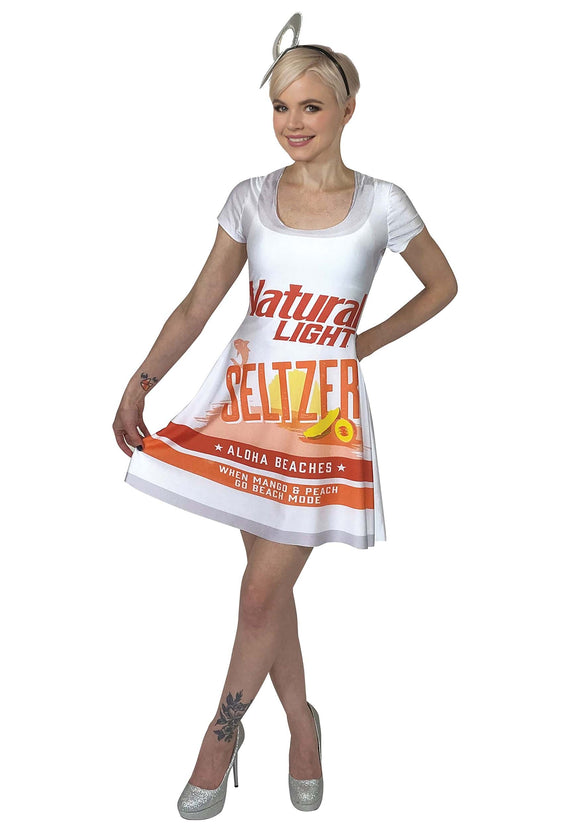 Aloha Beaches Natural Light Seltzer Skater Dress Costume