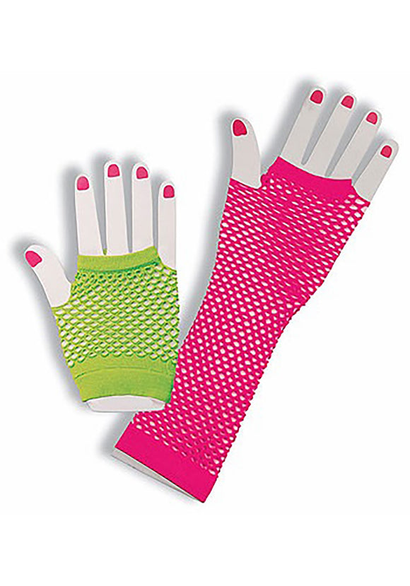 Neon Fishnet Fingerless Gloves