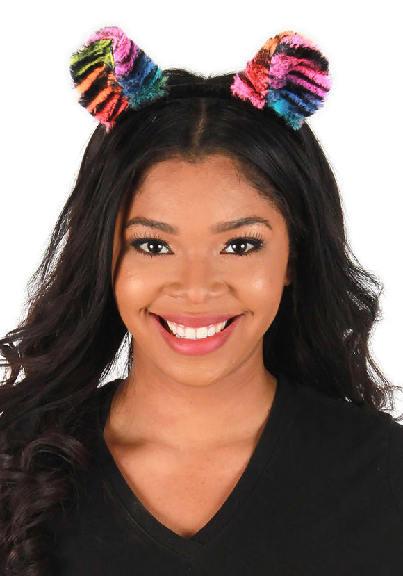 Tiger Ears Headband Neon Rainbow