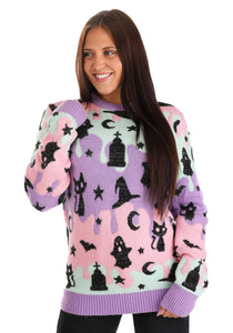 Adult Pastel Halloween Patterned Halloween Sweater