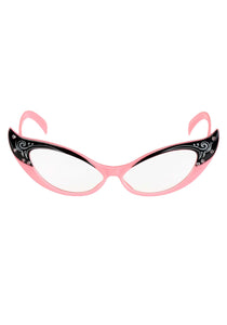 Vintage Cat Eyes Pink/Clear Glasses