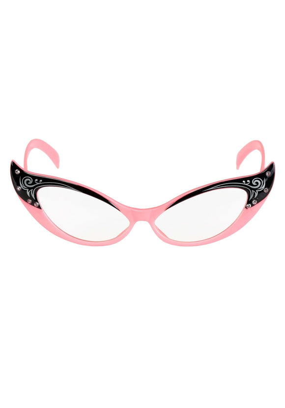 Vintage Cat Eyes Pink/Clear Glasses
