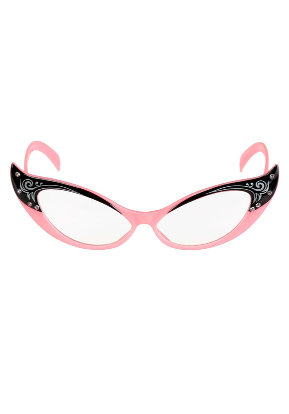 Vintage Cat Eyes Pink/Clear Glasses