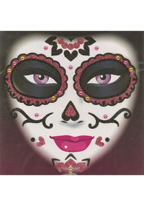 Day of the Dead Pink Glitter Face Art