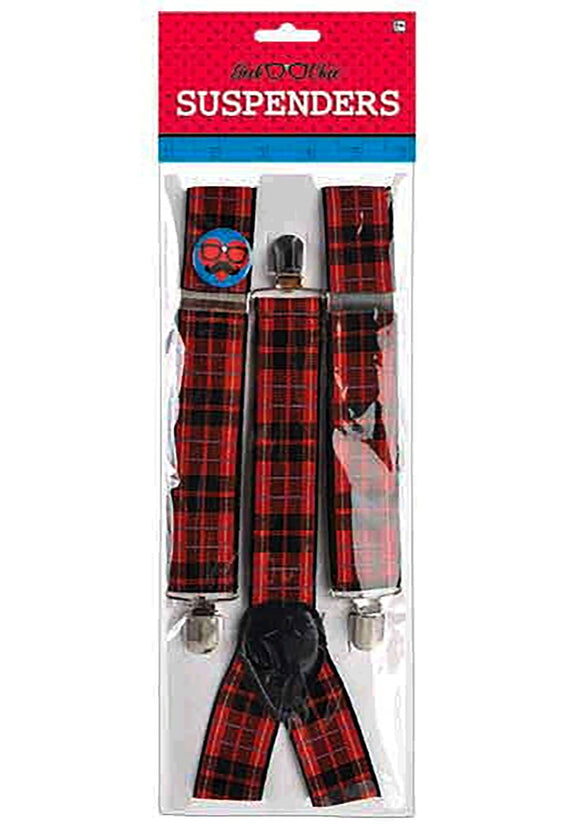 Plaid Nerd Suspenders Accessory