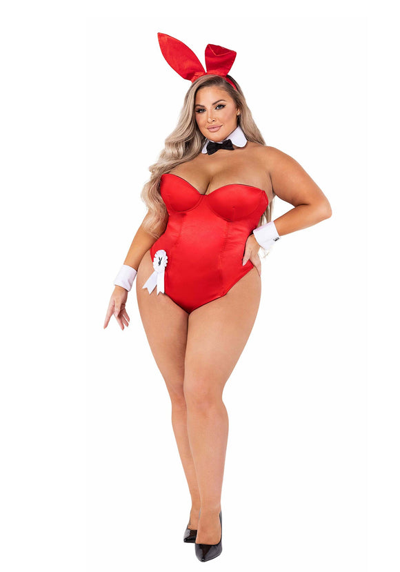 Playboy Plus Size Red Bunny Costume for Women