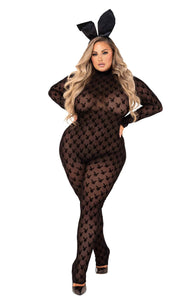 Plus Size Playboy Women's Sheer Bunny Bodysuit