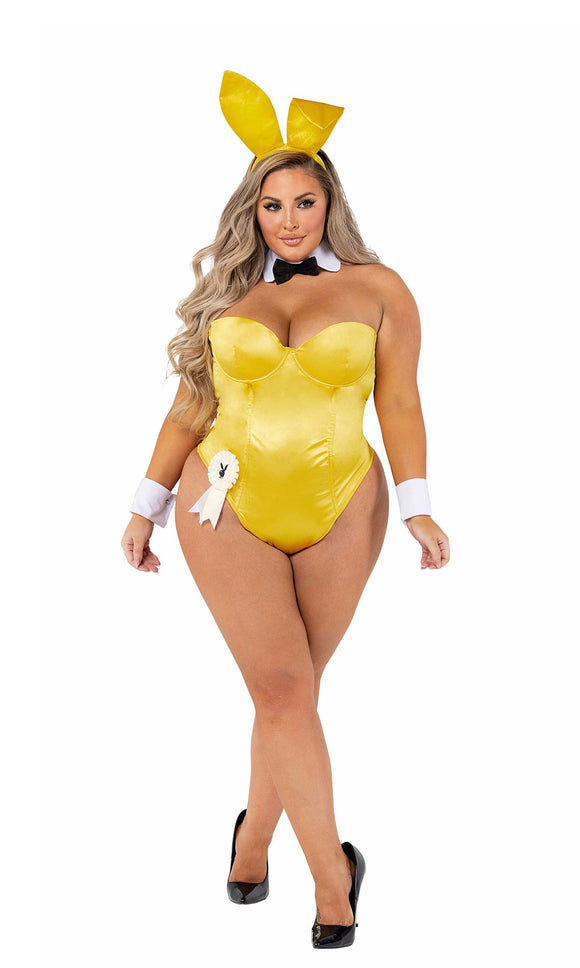 Playboy Plus Size Women's Yellow Bunny Costume