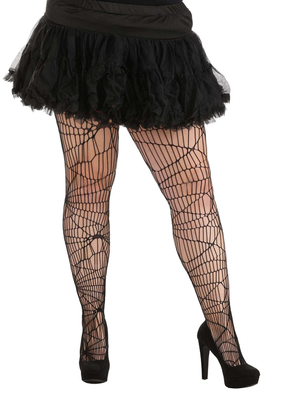 Plus Size Deluxe Spiderweb Women's Tights