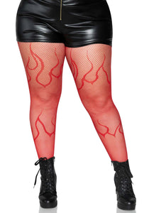 Red Flame Plus Size Net Tights