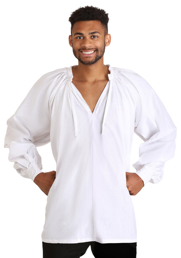 Men's Plus Size White Peasant Shirt