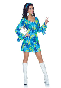 Plus Size 70s Wild Flower Retro Dress Costume for Women