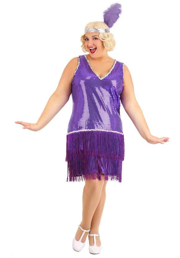 Plus Size Amethyst Flapper Purple Costume for Women