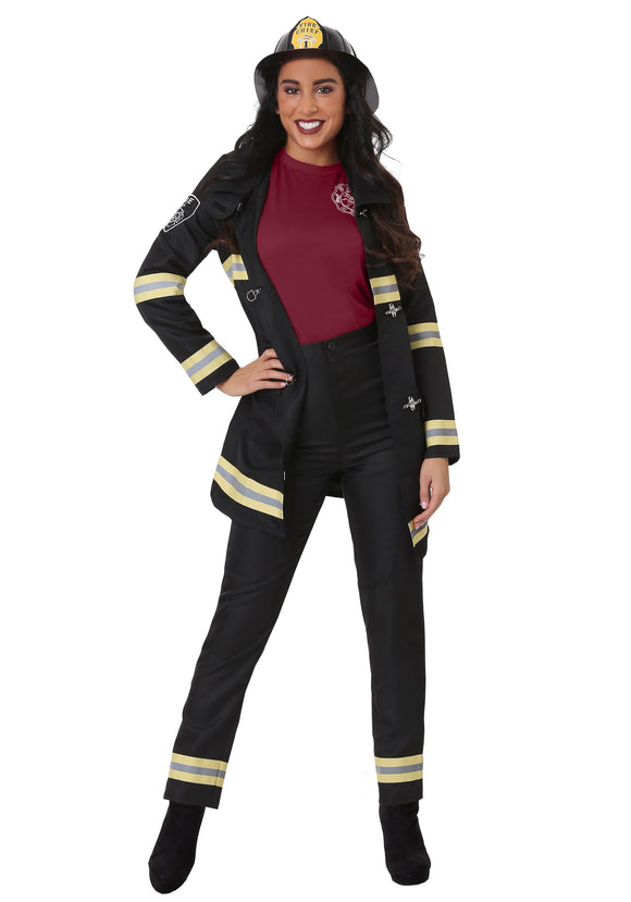 Plus Size Women's Black Firefighter Costume 1X 2X