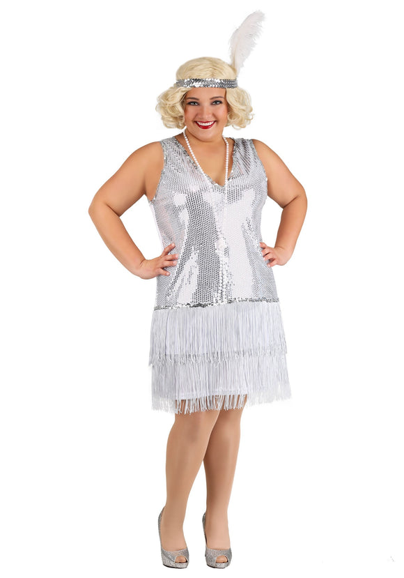 Plus Size Crystal Flapper Costume for Women