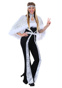 Dazzling Silver Disco Costume for Plus Size Women