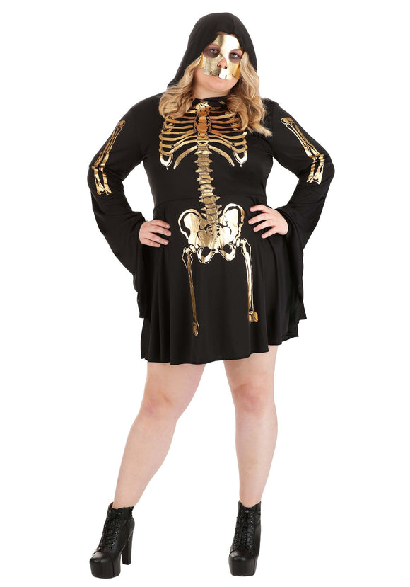 Women's Plus Size Gilded Skeleton Dress Costume