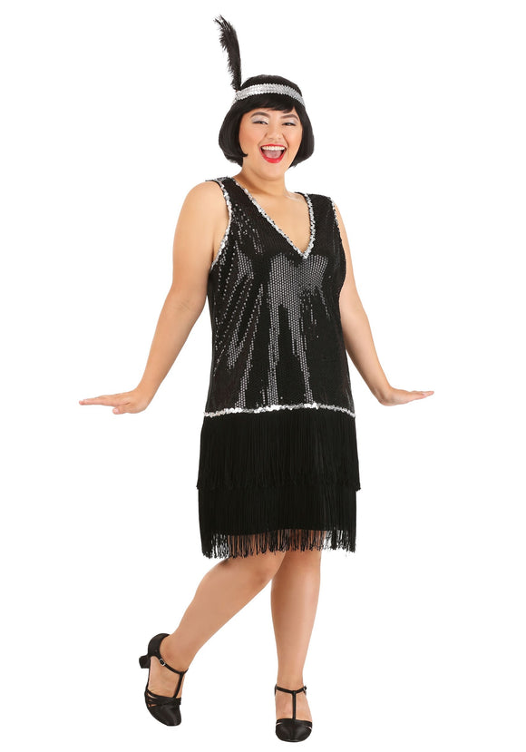 Plus Size Onyx Flapper Costume for Women