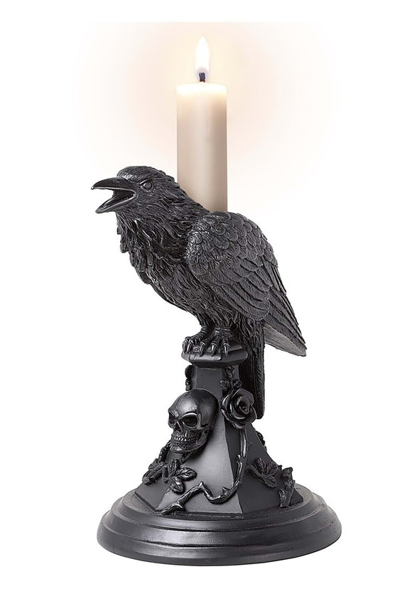 Poe's Gothic Raven Candle Stick Holder