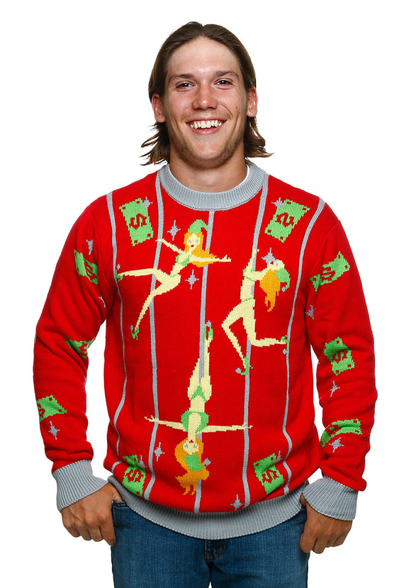 Pole Dancing Elves Ugly Christmas Sweater