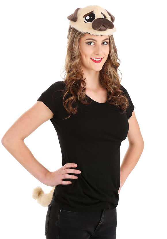 Pug Plush Headband & Tail Costume Kit