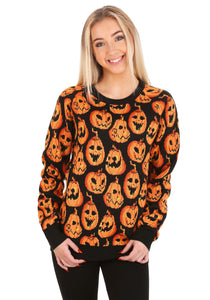 Pumpkin Frenzy Halloween Sweater for Adults