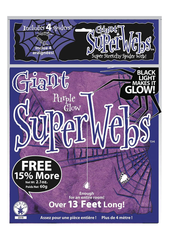 Black Light Activated 60g Purple Glow Spider Web