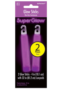 Purple 4" Glowsticks - Pack of 2